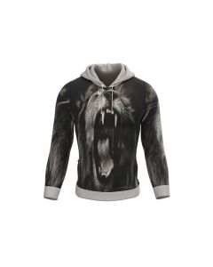 black printed lion hoodie