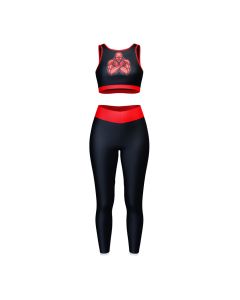red and black fitness wear set for women