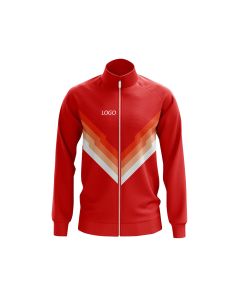 men's red and orange sports jacket